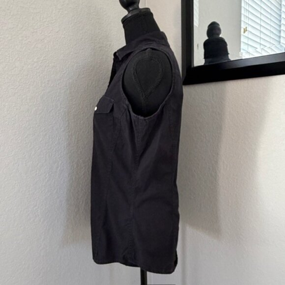 CARHARTT Black Sleeveless Pearl Snap Button Vest Shirt Medium - Picture 5 of 11